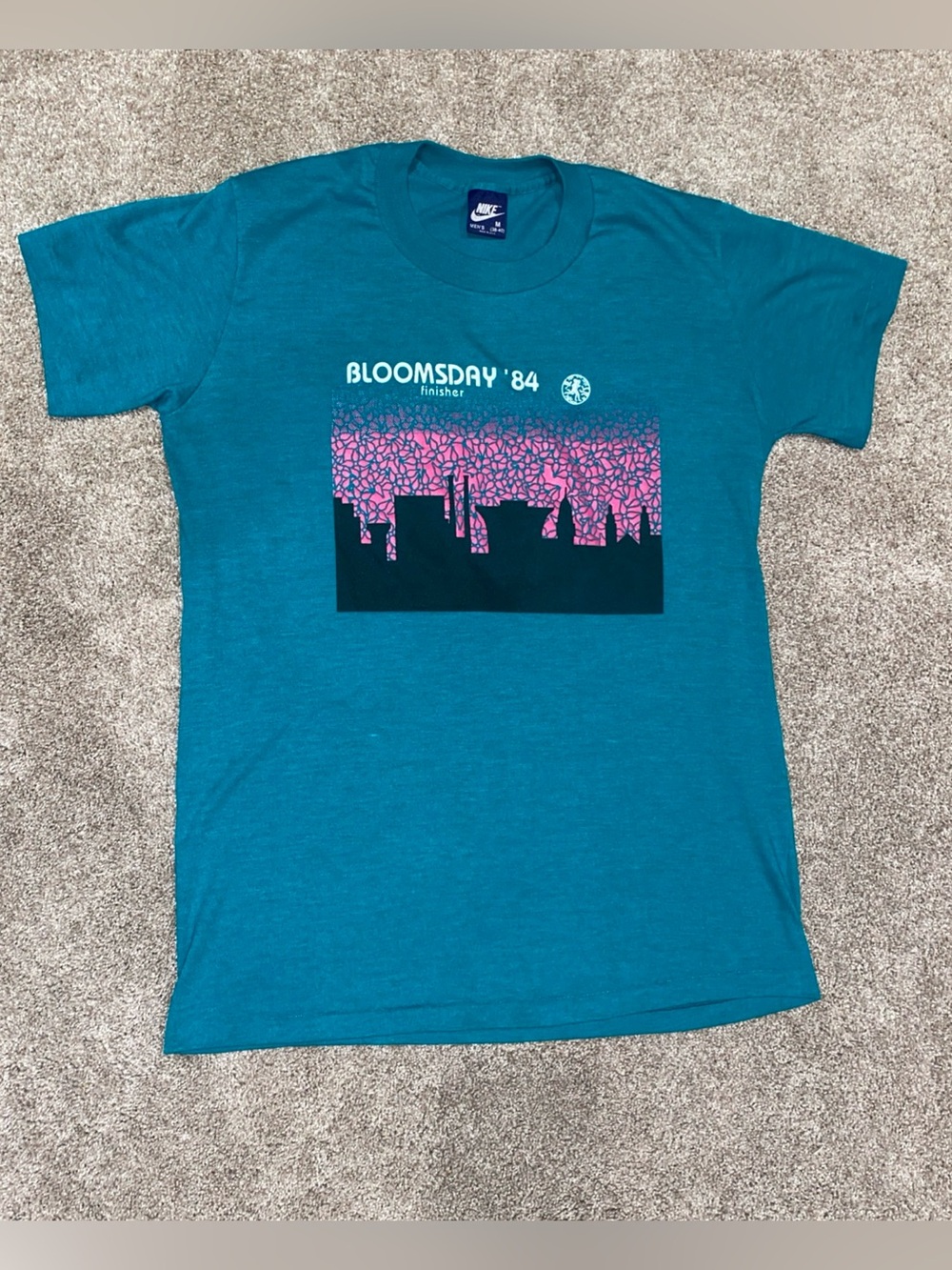 Vintage 1984 Nike Bloomsday Single Stitch Teal T Shirt Men’s M Made In USA